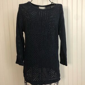 Christopher and Banks dark navy blue open knit sweater